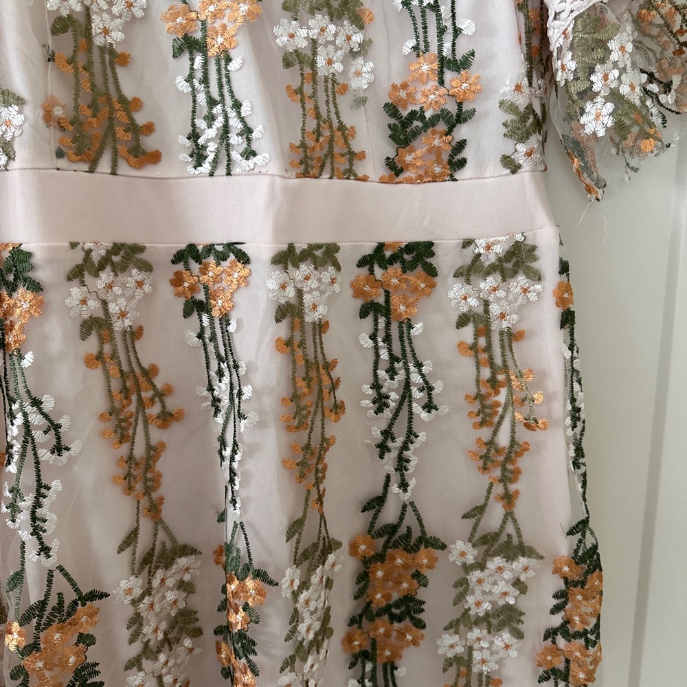 Embroidered Floral Midi Dress in Blush - Picture 6 of 7